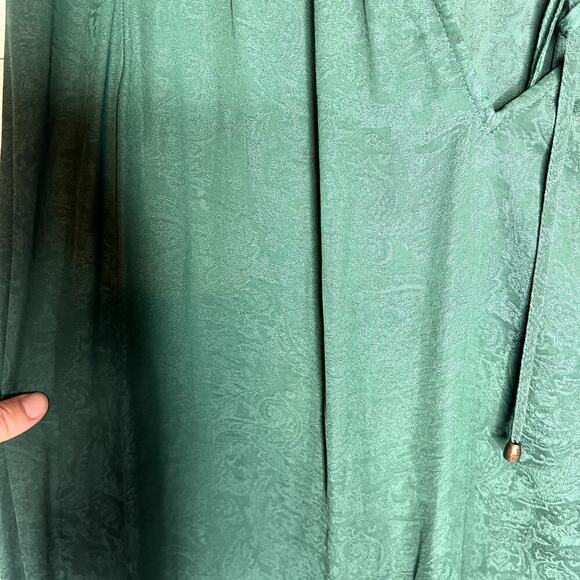 41 Hawthorn Green Paisley Long Sleeve Tie Front Blouse M - Picture 3 of 4